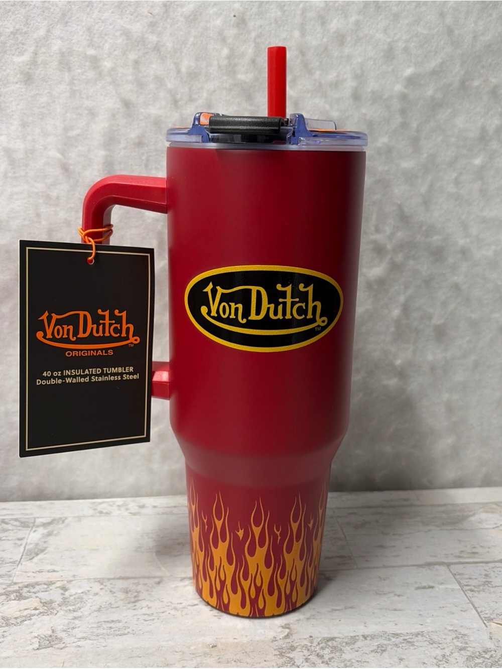 Von Dutch 40oz Red City of Angels Dual Walled Insulated Stainless Steel Tumbler